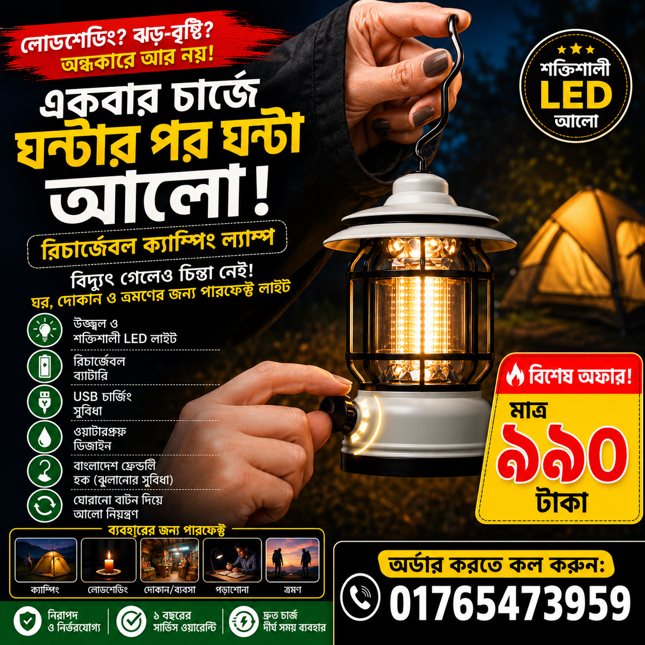 Portable Camping Lantern Lights Outdoor Hanging Lights Decorative Retro LED Bulb Metal Lantern Lamp with Handle